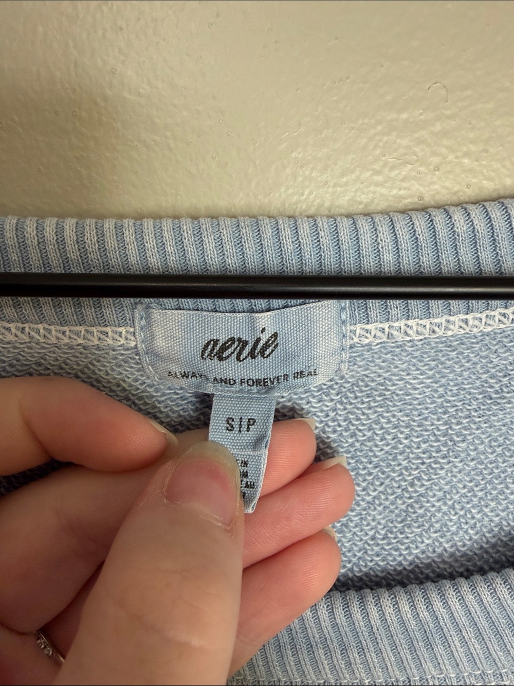 Aerie Blue Puff Sleeve Cropped Sweatshirt Small Blue - Picture 4 of 7